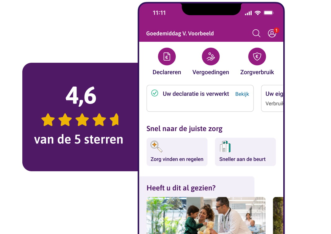IZZ Zorg app met een reviewscore van 4,6 van de 5 sterren