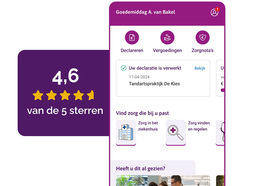 IZZ Zorg app met een reviewscore van 4,6 van de 5 sterren