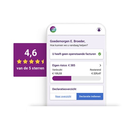 IZZ Zorg app met een reviewscore van 4,6 van de 5 sterren